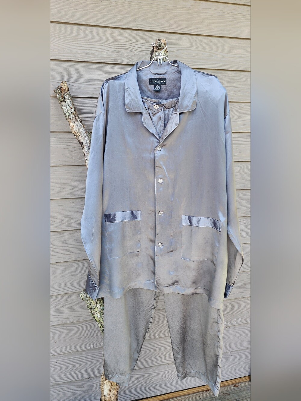 Intimo 100% Silk Silver Pajama Xl
